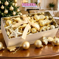 FIGHTN Christmas Tree Bauble Ornaments, 45PCS Assorted Shapes Holiday Hanging Ornaments,  Hanging Lo