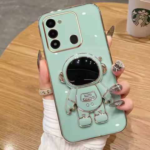 Phone Case For Tecno Spark 8C 8 7 7T PRO 6 GO 5 Air Square Plating Bling Soft Shockproof Cover Camon