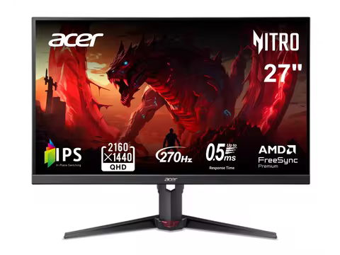 Acer Nitro 27" WQHD 2K 1440P 270hz IPS with AMD FreeSync Premium 0.5ms, sRGB 99%, Gaming Computer Mo