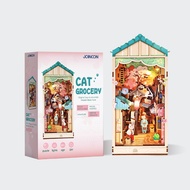 In stock Christmas DIY Wooden Book Nook Shelf Insert Miniature Kits Snowy Night Moonlight Shadow Boo