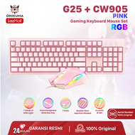 ONIKUMA G25 + CW905 Pink Gaming Keyboard Mouse Set Accesories Game 2024 Wanita Pink Original