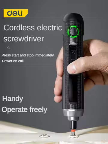 Deli Electric Screwdriver Wireless Rechargeable Lithium Battery Screwdriver with LED Lamp Cordless D