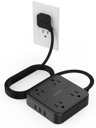 TESSAN ปลั๊กพ่วง ปลั๊กไฟ 4 Socket 1 สวิตซ์ รองรับ 2 USB &1 USB-C กำลังไฟ 2200W-สายยาว 2 เมตร ปลั๊กแบ