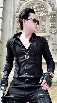 Áo sơ mi áo sơ mi nam dài tay họa tiết hoa mới lạ đầy cuốn hút- H90