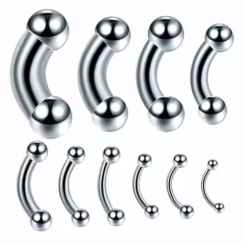 1pcs Stainless Steel Large Gauge Curved Barbell 16G-00G Internally Threaded Eyebrow Septum Piercing