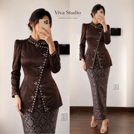 Inara Burgundy Mahogany Songket Skirt Kebaya Songket Graduation Proposal Party Kebaya Songket Kebaya