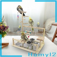 [HOMYL2] Parrots Playground Perch Gym Parakeet Feeding Cups Wood Perch Birds Parrots Toys for Conure