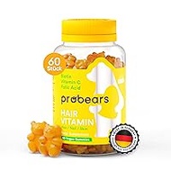 Probears® Biotin (B7) Vegan Hair Vitamins Against Hair Loss, 10,000 mcg, Vegan Gummy Bears, Hair Vitamins Multivitamin A, B5, B6, B12, C, D2, E, Gelatin-Free, Halal - 60 Counts