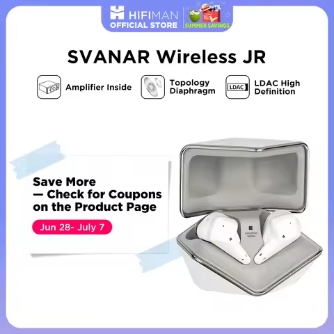 HIFIMAN SVANAR Wireless Jr. Noise Cancelling Bluetooth In-Ear Hi-Fi Earphones with Amplifier Inside,