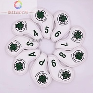 Four-Leaf Clover Golf Club Cover Iron Cap Cover 9pcs Set Iron Cover Waterproof PU Ball Head Cover Go