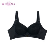 WIENNA BRA PLUS SIZE  DB45122  ชุดชั้นในเวียนนา ไร้โครง ไซซ์ใหญ่ (BCDE38-42) เสื้อชั้นในลูกไม้ สีดำ สีเนื้อ Tulip