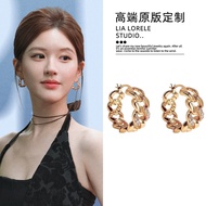 Zhao Lusi Xu Me Dazzling Xu Yan Chain Hoop Earrings Female Golden Exquisite Classy Earrings Earrings