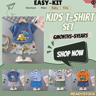 Kids T-Shirt Set Short Sleeve  Boys Girls Cute Clothing Summer Wear Children Fashion Baju Kanak-Kana