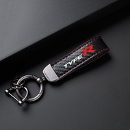 For Honda Civic Type R FK8 Type S Accessories Carbon Fiber Pattern Auto Key Holder Car Keychain Crea