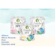 [[Bundle of 3]] Fresh HY 4 in 1 Laundry Capsules Refill 24's***3 types ***Total get 3X 24s Cherry Blossom/Lavender/Rose
