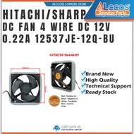 SHARP/HITACHI REFRIGERATOR DC FAN MOTOR (4 WIRE) - 125MM X 125MM DC12V 0.22A 12537JE-12Q-BU