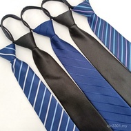 Manufacturer Stripes Easy-to-Pull Business 8cm Zipper Black Lazy Ready Stock Men's Tie Knot-Free Tie