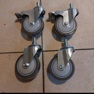 Popular Tpr Medium 4" Grey Rubber Wheels (100X32) 1 Set Brake + Plain