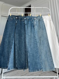 PTJ32156 กางเกงยีนส์ขายาวกระเป๋าหลังปักPROMTHONG