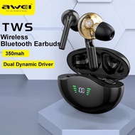 【Clearance】 Awei T12/t12p Tws Wireless Headphones Bluetooth Dual Dynamic Driver Earbuds Sports Headset Deep Bass Earphones With Mic