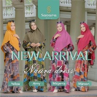 DRESS GAMIS KHIMAR SET SAVARA DAILY NAURA WARNA MAROON MERAH TUA MAGENTA PINK FANTA YELLOW KUNING NY