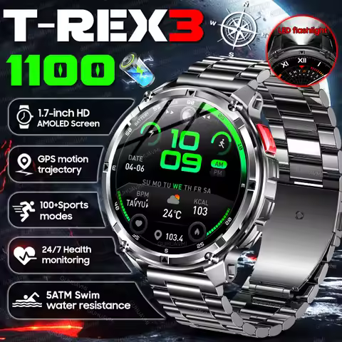 2026 New Outdoor 1100mAh Large Battery SmartWatch Men GPS trackr Compass Waterproof Flashlight Bluet