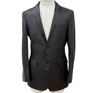 成色極佳 ▼ BURBERRY BLACK LABEL Burberry Black Label 羊皮全羊皮單排扣修身夾克 黑色 M 碼 正品男士