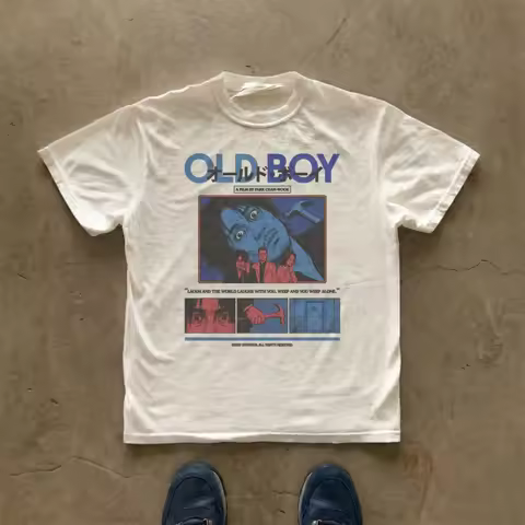 Oldboy Movie Shirt Vintage 2003 Film Poster Tee Manga Aesthetic Streetwear Clothing Graphic Short Sl