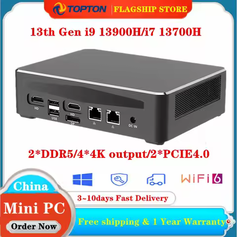 Topton 13th Gen Mini Gaming PC i9 13900H i7 13700H Intel Thunderbolt 4 DDR5 DDR4 PCIE4.0 Gamer Compu