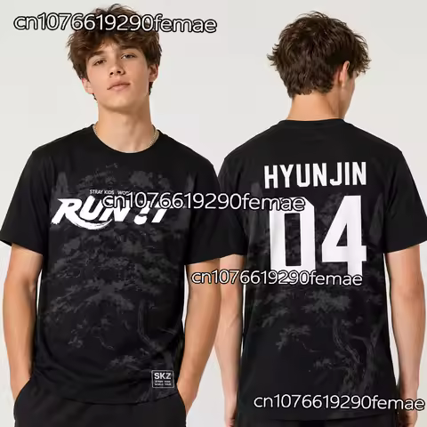 2026 New Summer KPOP STRAYKIDS RUN IT T-Shirt Unisex Streetwear Oversized Top Tee,Music Festival Con