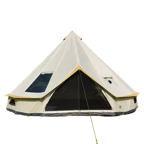 DANCHEL Glamping Tent 4m-Waterproof Oxford Yurt Bell Tent Sunshade 4 Season Tent with Stove Jack for