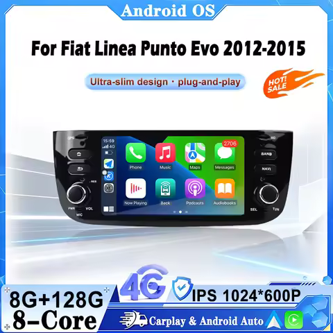 for Fiat Linea Punto Evo2012-2015 WiFi Android 16 System Split Screen Car Video Multimedia Player Na