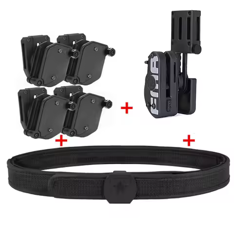 Hunting Tactical Skirmish IPSC Belt Set Black Holster Speed Magazine Pouch Set Airsoft Gear Competit