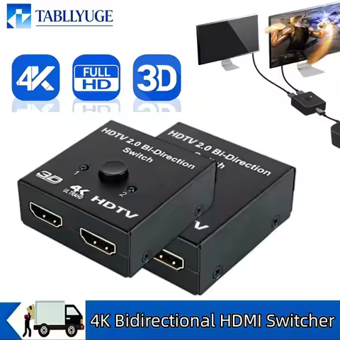 4K Bidirectional HDMI Switcher HDMI 2.1 Switcher 2 Ports 2 In 1 Out 1 In 2 Out Distributor Supports 