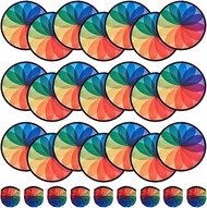 BENECREAT 30Pcs Colorful Flower Foldable Flying Disc Fans, 9.8inch Sublimation Fans Polyester Black