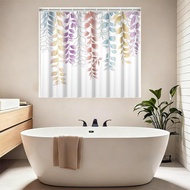 Waterproof Shower Window Curtain for Privacy, Colorful Eucalyptus Leaves Vine Small Short Shower Cur