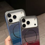Cross-Border Suitable iPhone17PRO Gradient Carbon Fiber Checked Phone Case Apple 15 Magnetic PC Prot
