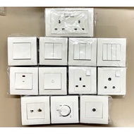 MIND SWITCH MQ SERIES (WHITE) BIG BUTTON JKR SIRIM SUIS DINDING 1GANG SUIS SOKET PLUG Dinding