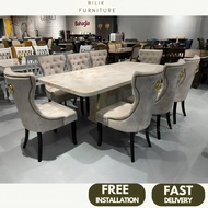 💥 Free Intsall💥 Dining Set Chesterfield Exclusive, Full Marble Table 1 Meja 6/8 Kerusi