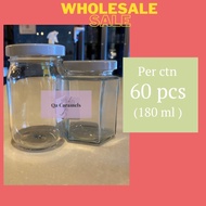 WHOLESALE (60pcs) Hexagon Round 180ml glass jar Botol Kaca Balang Kaca Botol Madu 1 box