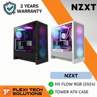 Flexi Tech NZXT H5 Flow RGB (2024) Compact Mid-Tower ATX Case with RGB Fans - All White & All Black