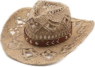 Cowboy Hat Summer Womens Hats e Sun Hat for Men Cowgirl False Casual Beach Cap Panama (D 6 3/4)