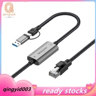 Gigabit LAN Network Adapter Connector 2 in 1 RJ45 to USB A to Type C+ USB 10/100/1000Mbps Ethernet A