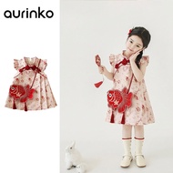 Kids Cheongsam,CNY Baby Girls Cheongsam Dress,Carp Flying Sleeved Cny Clothes Kid,Baby Girls Dress,B