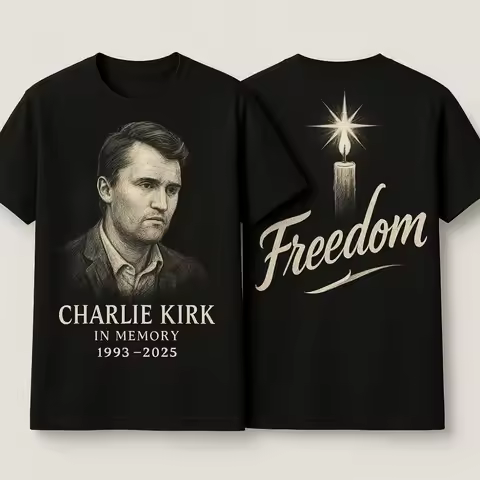 Charlie Kirk Freedom Memorial TShirt Always Remember Charlie Shirt RIP 1993-2025 Memorial Clothing P