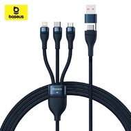 Baseus สายชาร์จเร็ว รุ่น  Flash Series Ⅱ Fast Charging Data Cable แบบ USB to Micro USB+Lightning+Type C 100W 1.2m