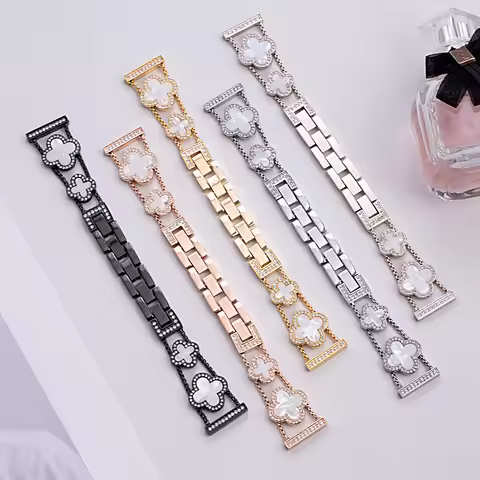 20/22mm Four-leaf Clover Metal Strap for Samsung Watch 3/Gear S3 Classic/Frontier/Gear Sport/S2 Clas