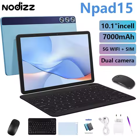 Nodizz Npad15 10.1 Inch Tablet Android 14 8-Core Tablets 12GB+512GB WiFi 6 5MP+8MP Stylus Keyboard M