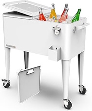 Permasteel Party Cooler with Divider, Spacious 80-Qt Capacity, Chills 36hrs, Serving Tray, Rolling I