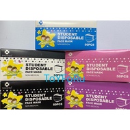 Shu Dou 3Ply Face Mask Budak50pcs Blue/Hitam Kids Mask Baby Mask Budak Mask Face Shield kanak kanak 